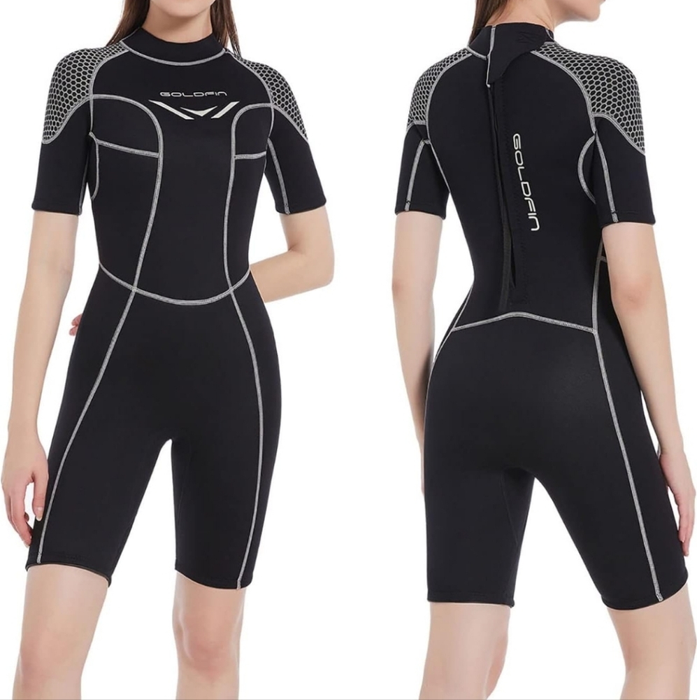 Goldfin Women's Shorty Wetsuit, 3mm Neoprene - black